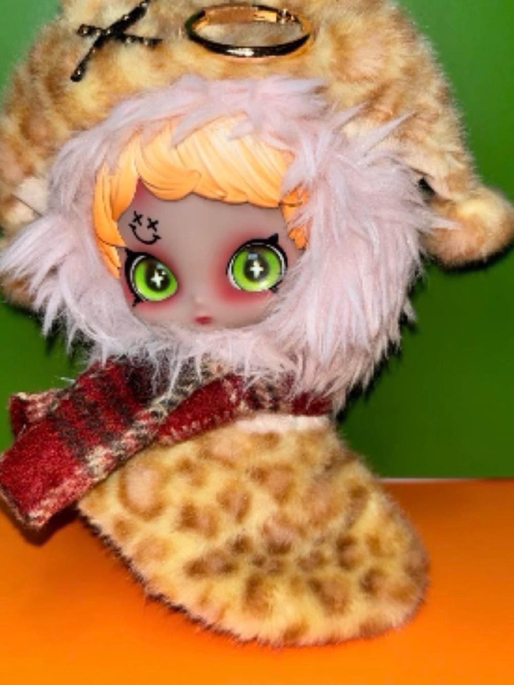 Plush Leopard-Print Hooded Doll Accessory - Pink Fur Trim